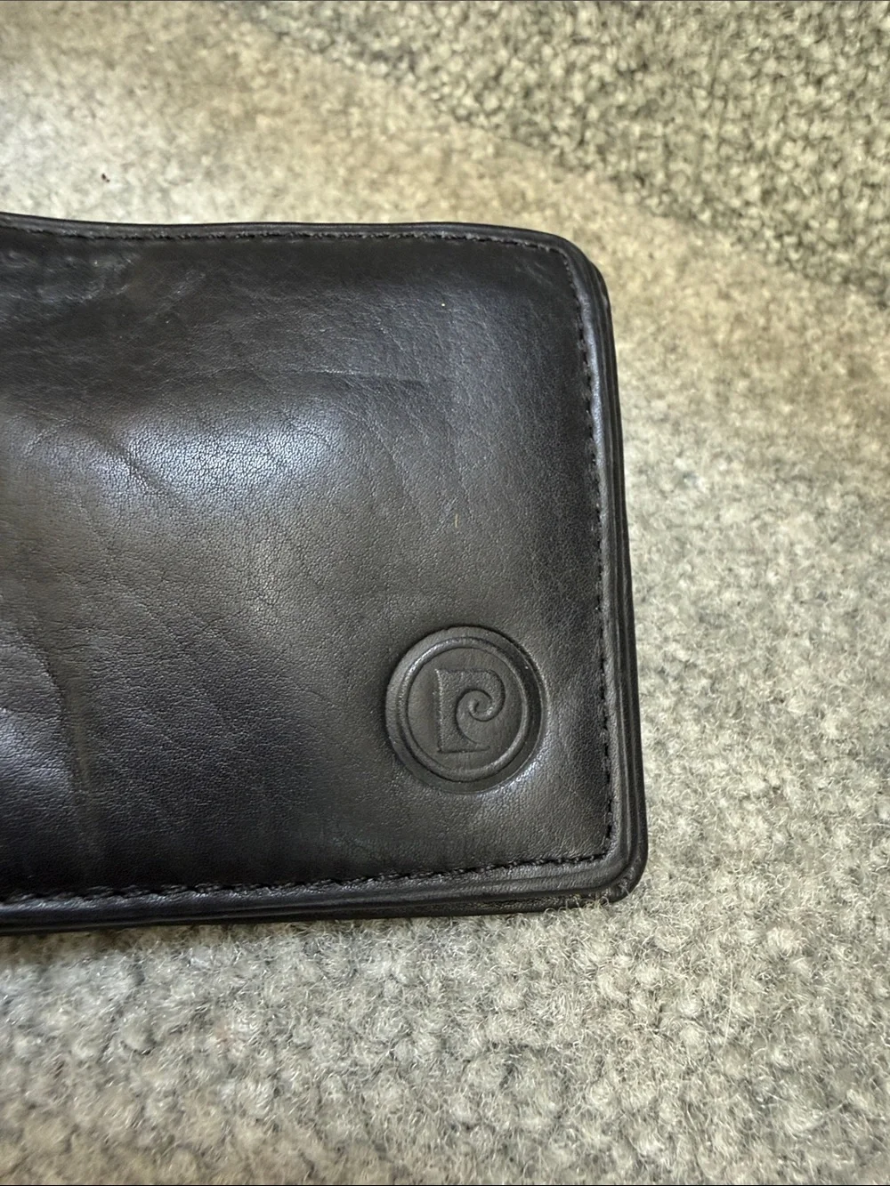 Rare Vintage Pierre Cardin Boutique Black Leather Money Clip Wallet